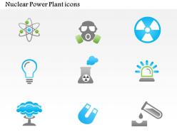 1114 nuclear power plant icons mushroom cloud atoms ppt slide