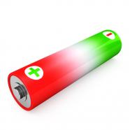 1114 red green battery cell on white background stock photo