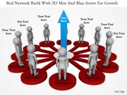 1114 red network build with 3d men and blue arrow for growth ppt graphics icons