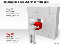 1114 red solution cube in hands of 3d man for problem solving ppt graphics icons