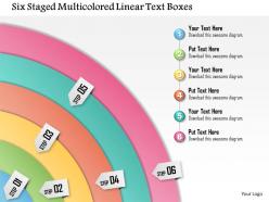 1114 six staged multicolored linear text boxes powerpoint template