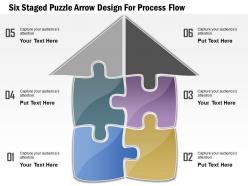 1114 six staged puzzle arrow design for process flow powerpoint template