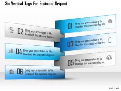 1114 six vertical tags for business origami powerpoint template