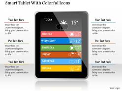 1114 smart tablet with colorful icons powerpoint template