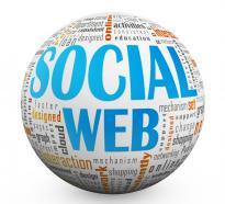 1114 social web text on sphere stock photo