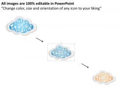 1114 thought bubbles with cloud computing in the middle with social icons ppt slide