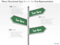 1114 three directional sign boards for text representation powerpoint template