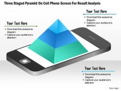 1114 three staged pyramid on cell phone screen for result analysis powerpoint template