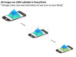 1114 three staged pyramid on cell phone screen for result analysis powerpoint template