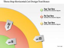 1114 three step horizontal cut design text boxes powerpoint template