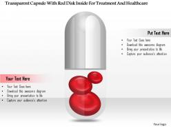 1114 transparent capsule with red disk inside for treatment and healthcare powerpoint template