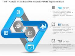 1114 two triangle with interconnection for data representation powerpoint template