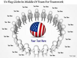 1114 us flag globe in middle of team for teamwork ppt graphics icons