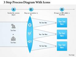 1214 3 step process diagram with icons powerpoint presentation