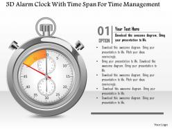 1214 3d alarm clock with time span for time management powerpoint template