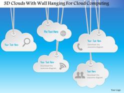 1214 3d clouds with wall hanging for cloud computing powerpoint template
