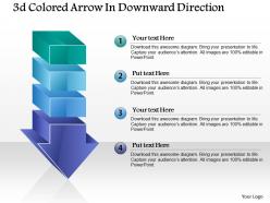 1214 3d colored arrow in downward direction powerpoint template