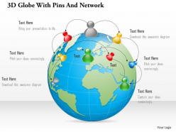 1214 3d Globe With Pins And Network Powerpoint Template