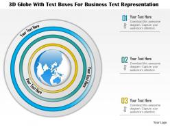 1214 3d Globe With Text Boxes For Business Text Representation Powerpoint Template