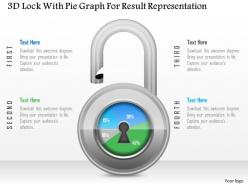 1214 3d lock with pie graph for result representation powerpoint slide