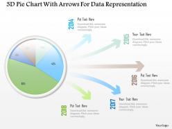 1214 3d Pie Chart With Arrows For Data Representation Powerpoint Slide
