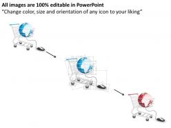 1214 3d shopping cart globe with mouse powerpoint template