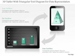 1214 3d tablet with triangular text diagram for data representation powerpoint slide