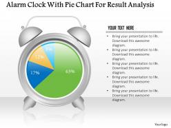 1214 alarm clock with pie chart for result analysis powerpoint slide