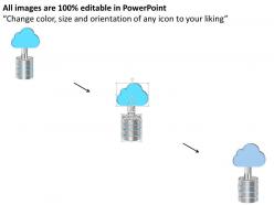 1214 blue cloud on key head with server powerpoint template