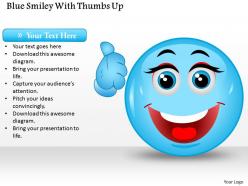 1214 blue smiley with thumbs up powerpoint template