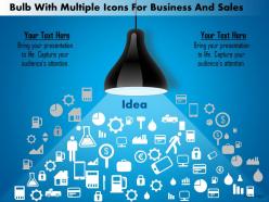 1214 Bulb With Multiple Icons For Business And Sales PowerPoint Presentation