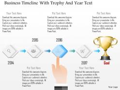 1214 business timeline with trophy and year text powerpoint template