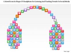 1214 colored icons in shape of headphone for listening and tracking trends on social media ppt template