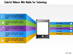 1214 colorful ribbons with mobile for technology powerpoint template