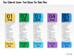 1214 five colored linear text boxes for data flow powerpoint template