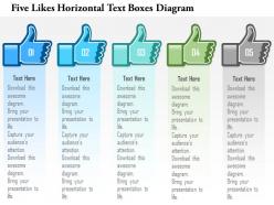 1214 five likes horizontal text boxes diagram powerpoint template