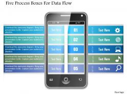 1214 five process boxes for data flow powerpoint template