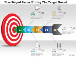 1214 five staged arrow hitting the target board powerpoint template