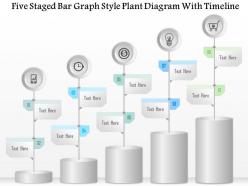 1214 five staged bar graph style plant diagram with timeline powerpoint template