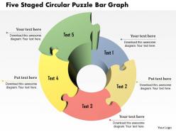 1214 five staged circular puzzle bar graph powerpoint template
