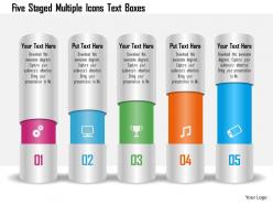 1214 Five Staged Multiple Icons Text Boxes Powerpoint Template