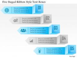 1214 five staged ribbon style text boxes powerpoint template