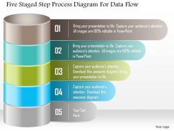 1214 five staged step process diagram for data flow powerpoint template