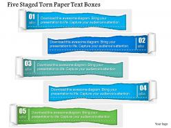 1214 five staged torn paper text boxes powerpoint template