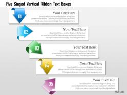 1214 five staged vertical ribbon text boxes powerpoint template