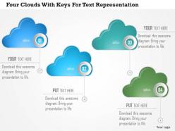 1214 four clouds with keys for text representation powerpoint template