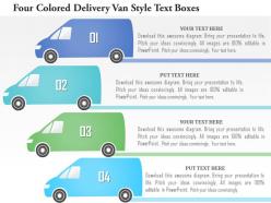1214 four colored delivery van style text boxes powerpoint template