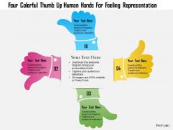 1214 four colorful thumb up human hands for feeling representation powerpoint template