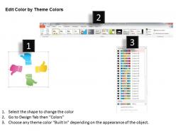1214 four colorful thumb up human hands for feeling representation powerpoint template