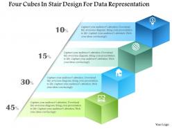 1214 Four Cubes In Stair Design For Data Representation Powerpoint Template